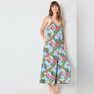Barbie™ + Printfresh Retro Relaxation - Eco Satin Jaipur Jumpsuit - Blue L-XL